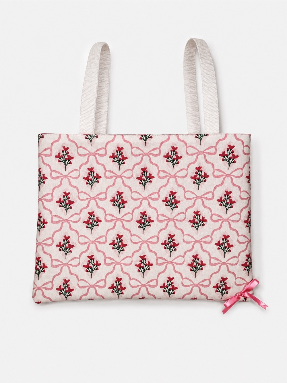 NEW Handmade Open  Tote Purse bag handbag Floral Bow spring summer Coquette Girl